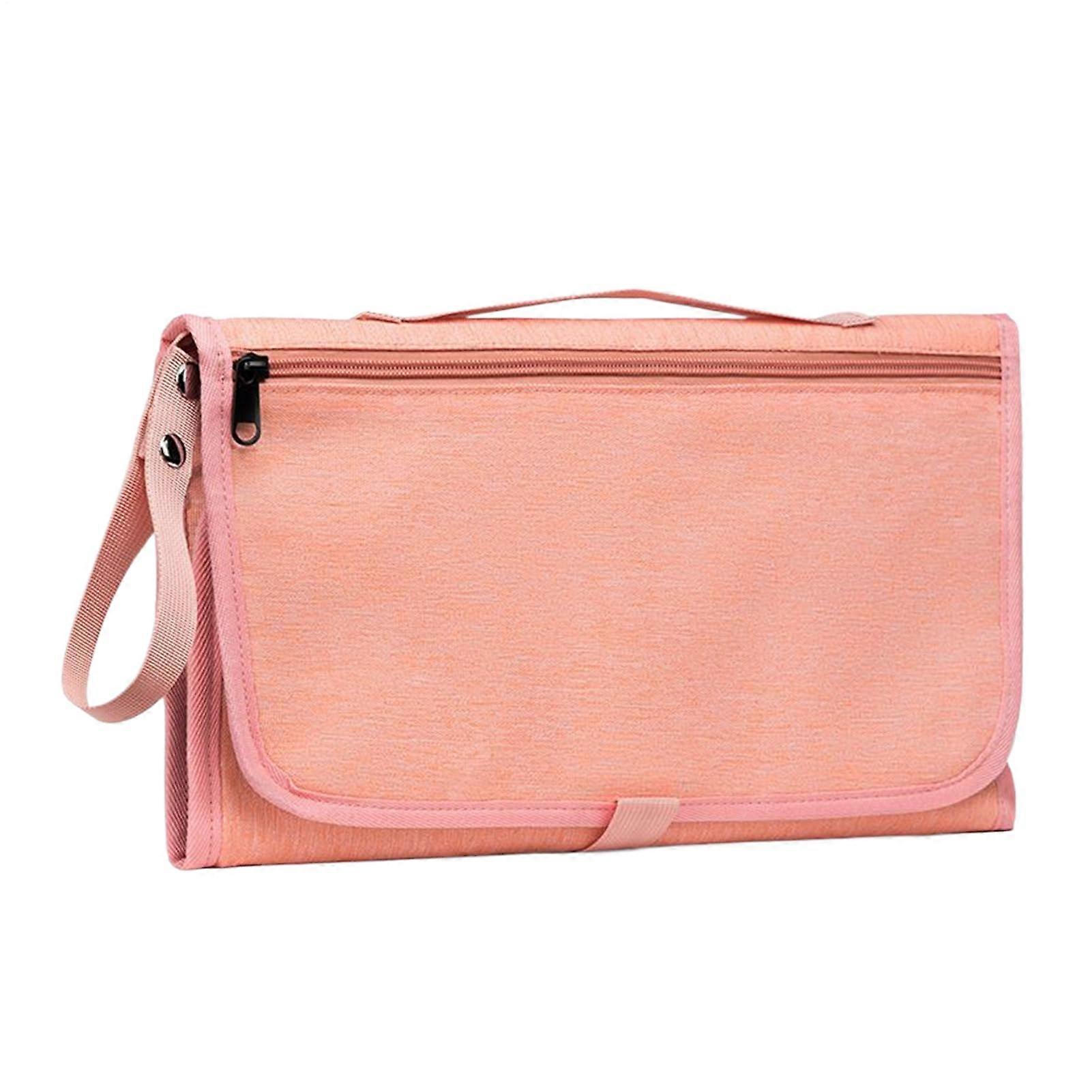 Waterproof Diaper Bag Backpack with Foldable Changing Station and Stroller Hooks, Pink