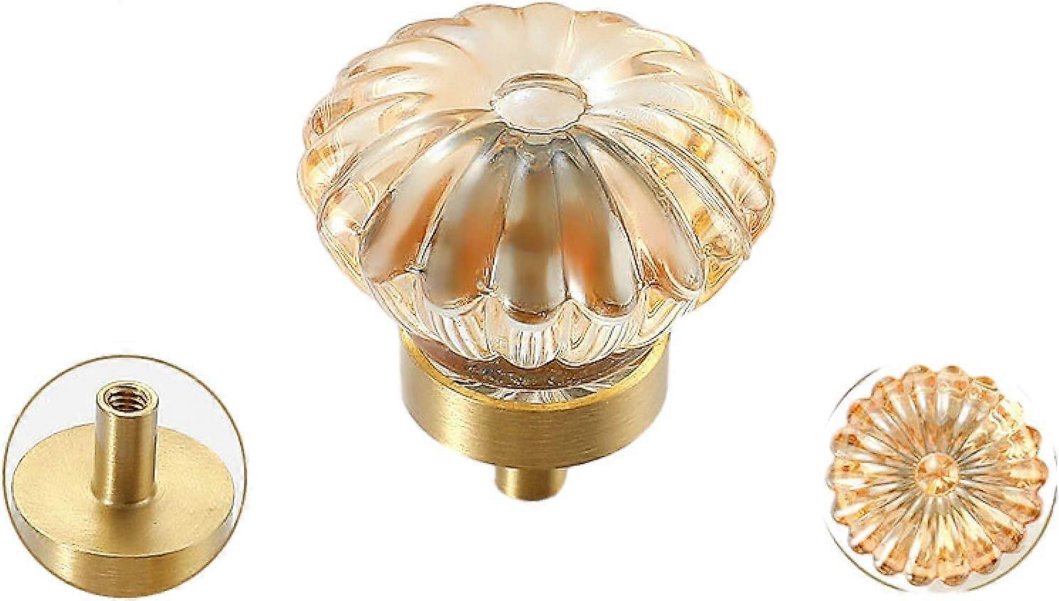 Crystal Cabinet Knobs and Champagne Drawer Pulls Set, Elegant Wardrobe Handles 4 Pack