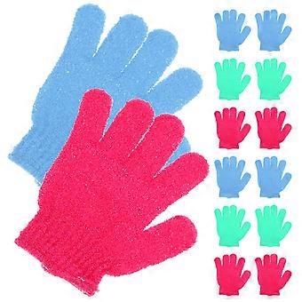 14pcs Bath Gloves Five Fingers Shower Towels Body Exfoliator Back Massage Gloves for Women Men Students (Yellow, White, Purple, Green, Orange, Pink, S