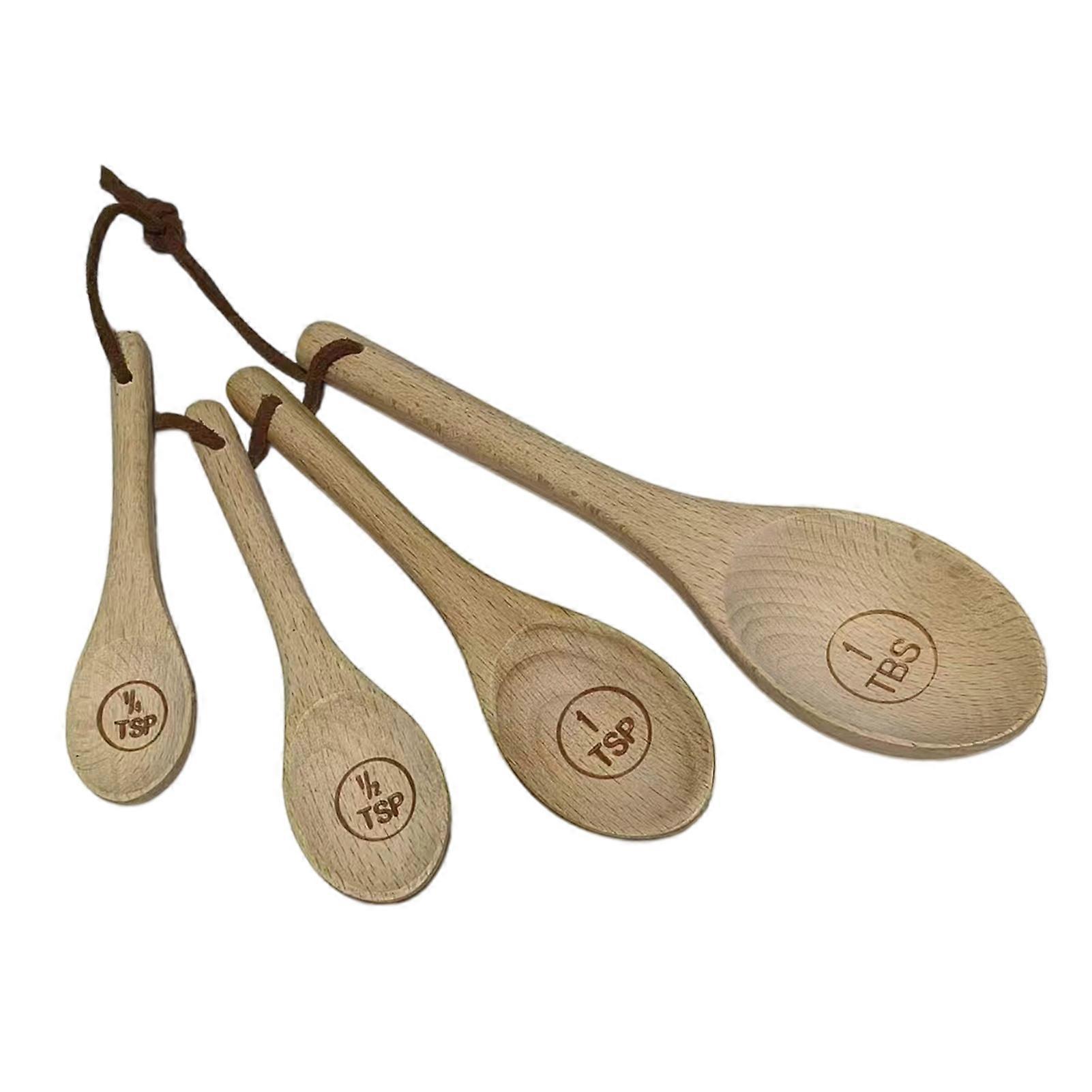 Wooden Measuring Spoons Set - Practical & Decorative - for Rustic Kitchen