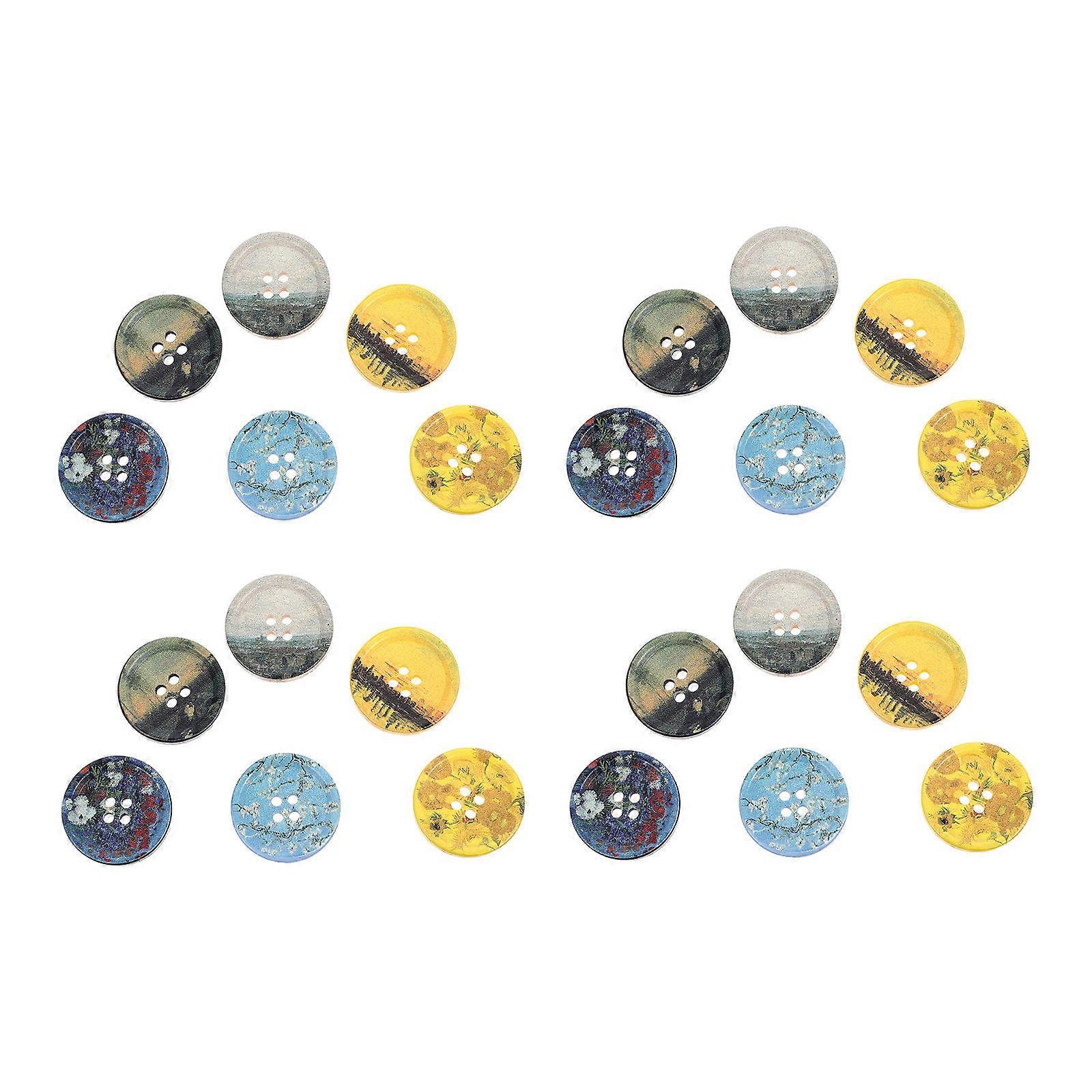 Decorative Printing Resin Coat Button for DIY Clothes 72Pcs Pack