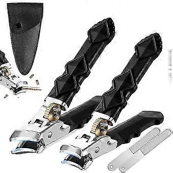 Toenail Clippers for Thick Nails, 2pc Stainless Steel Wide Mouth Precision Blade, SplashProof Design