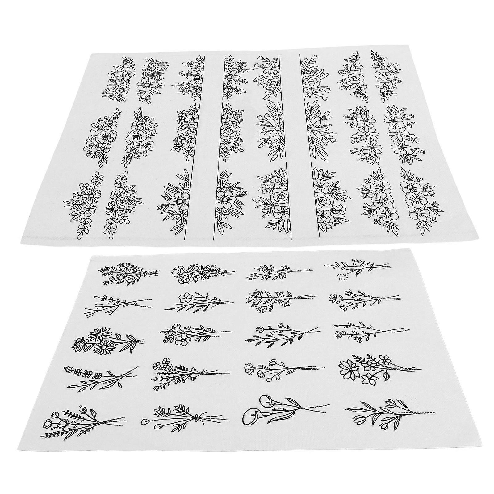 Handcrafted Embroidery Patterns Dissolvable Embroidery Patterns for Decor 2 Sheets