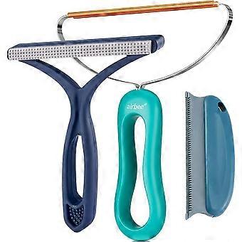 Tierhaarentferner-Set (3er-Pack), Hunde- und Katzenhaarentferner, Fusselrasierer Pro, Fellentfernungswerkzeug, tragbarer Teppichschaber, Fusselrollen-Haarballenbürste fürs Auto