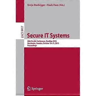 Secure It Systems 20th Nordic Conference Nordsec 2015 Stockholm Sweden - Springer Nature B.V - Paperback - en Book