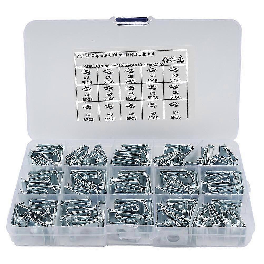 U Nut Fastener for Motorcycle Fairing Panel 75Pcs Silver Quantity
