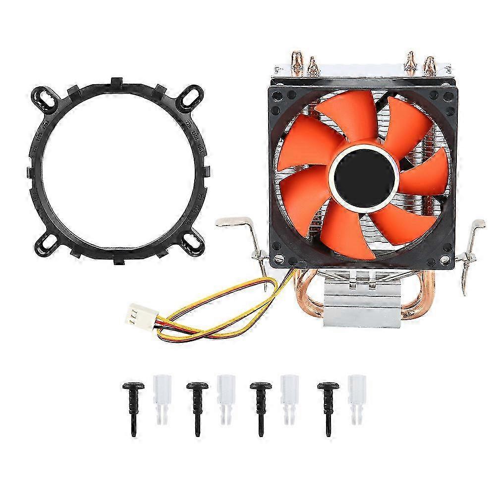 Mini PC CPU Cooler Single Silent Fan 2 Copper Pipe Computer Case Cooler Red