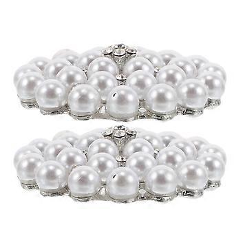 2 stuks schoenclips met strass: decoratieve klompbedels - kunstparelbloem met hoge hak - accessoires voor bruidsschoenen voor bruidssandalen