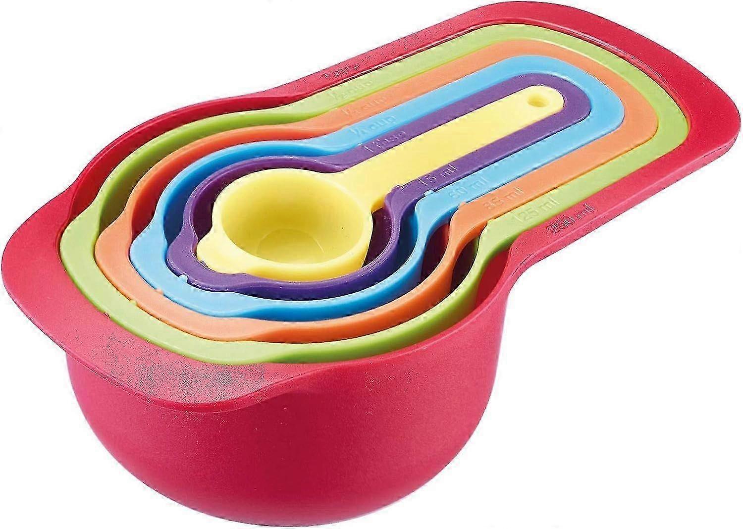Westmark 6-Piece Rainbow Color-Coded Measuring Cups & Spoons Set, Stackable PP, Dishwasher Safe