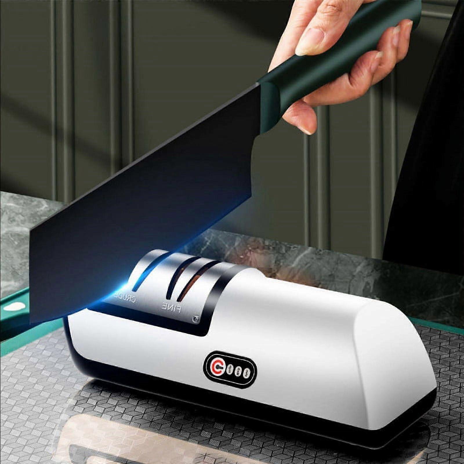 Electric Knife Sharpener Automatic Adjustable Kitchen Tool for Fast Sharpening Knives Scissors Orange