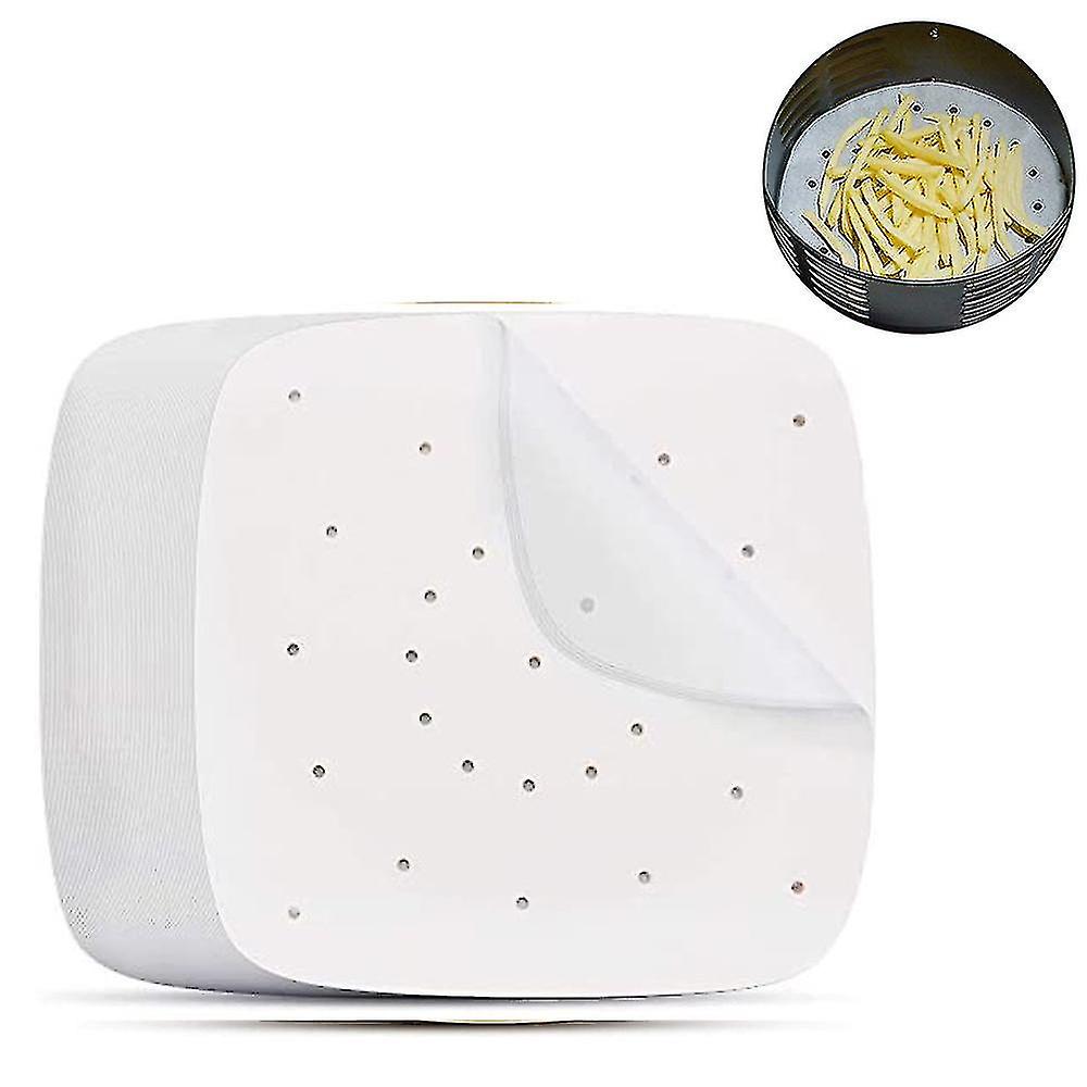 100 Pieces Of Deep Fryer Liners, Perforated Paper, Steamer Paper, Bun Paper, Grease Absorbent Paper, Air Fryer Paper, Baking Oil Paper7.5 Inches White