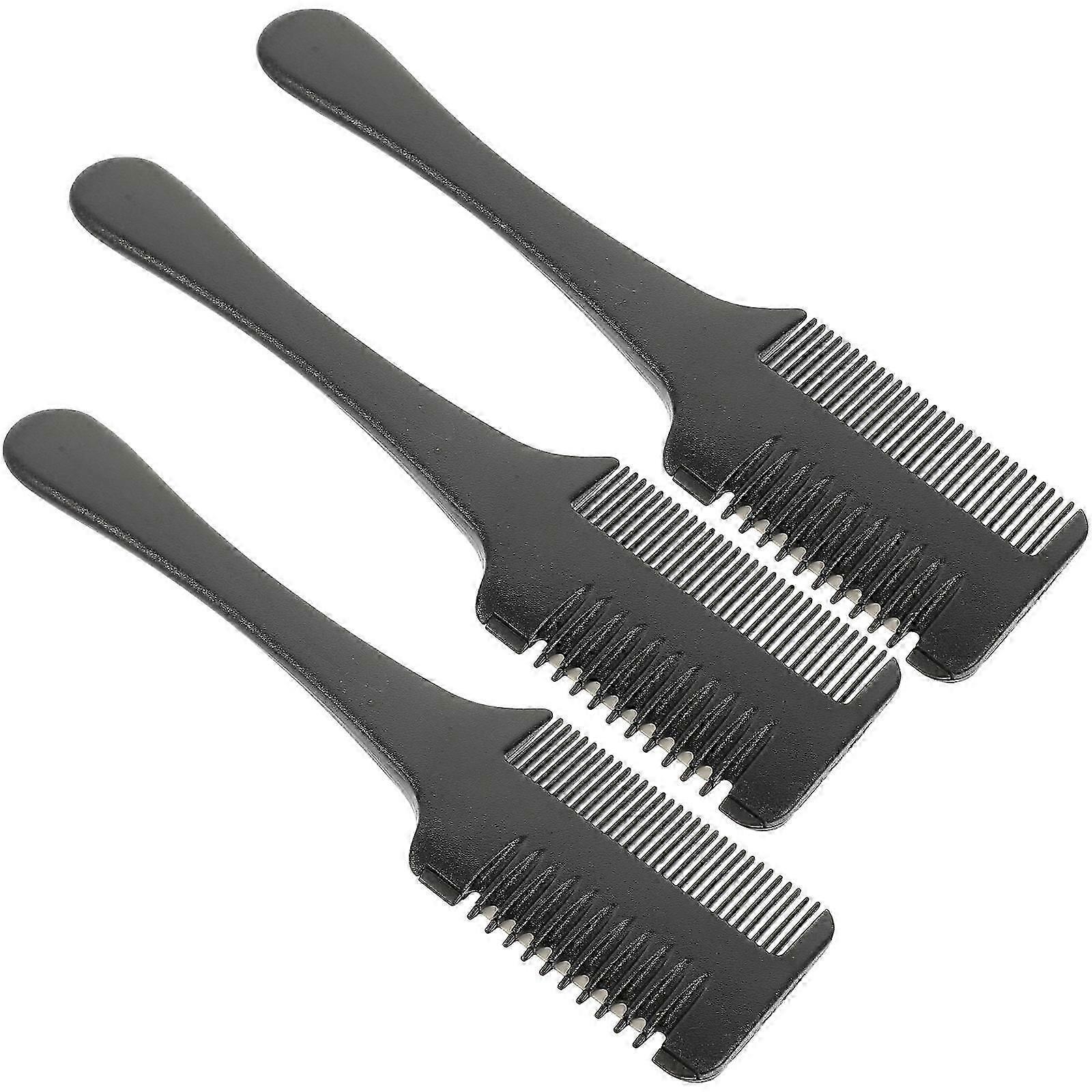 Black Hair Cutting Combs Set of 3, Thinning Comb for All Hair Types, DIY Hairdressing Kit with ABS Stainless Steel