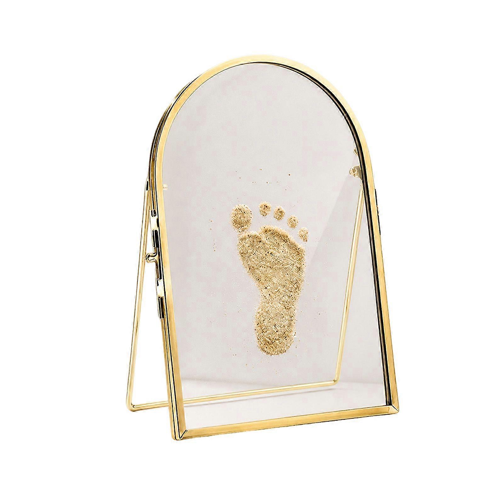 Baby Pet Keepsake Frame, DIY Sea Sand Newborn Baby Hand Footprint Kit, Metal Pressed Picture Frame, Floating Cat Dog Paw Print Display Kit