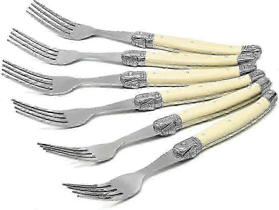 Fourchettes de table à manche blanc, ensemble de 6 couverts de table