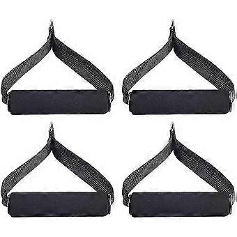 4pcs Single-Grip Griffe mit Karabiner Clips Pull Handle Übung Griffe für Widerstand Tube Übung Krafttraining (schwarz)