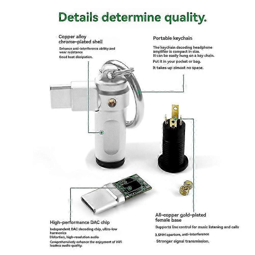Decoding Headphone Amplifier Type-C Small Tail CS43198 Headphone Adapter All Copper Portable Amplifier