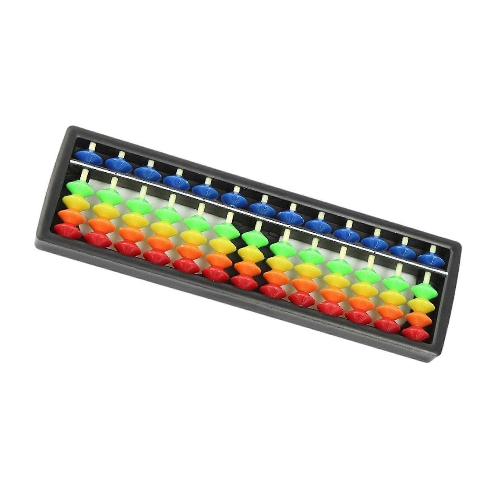 13-Rod Abacus for Math Practice with Rectangular ABS Plastic Frame and Distinct Upper and Lower Counter Sections  five colors