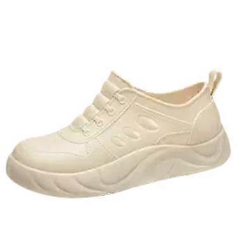 Botas de chuva femininas antiderrapantes em PVC, calçado de trabalho impermeável de cano curto com aumento de altura, ideais para cozinha e atividades ao ar livre.