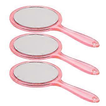 Pink Handheld Magnification Mirror for Makeup with 3Pcs Portable Set
