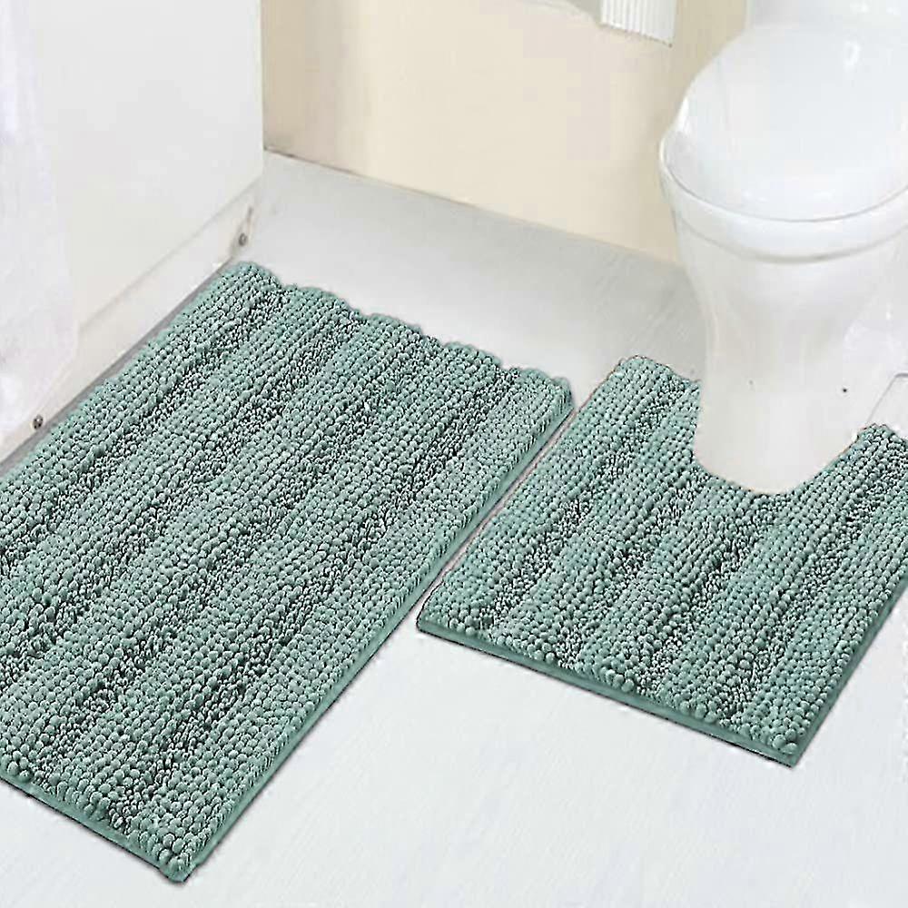 Soft Absorbent Chenille Bath Mat Pair