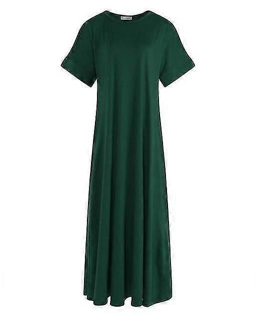 Solid Round Half Sleeve Maxi Dress