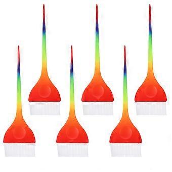 Salon Hair Dye Brush Rainbow Handle Hair Coloring Brush 6Pcs for Dyeing