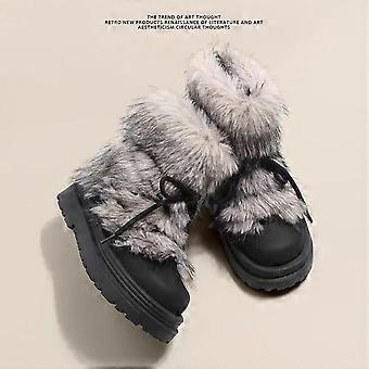 Winterliche Damen-Schneestiefel, dick gefüttert, mit Plateau, aus Baumwolle, kurze Stiefel mit großem Schaft, bequem und modisch, Damen-Ankle-Boots, Botas Mujer