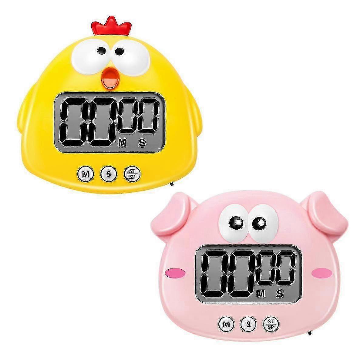 2 Pieces Kitchen Timer Animal Digital Countdown Timer Magnetic Lcd Display Timer For Cooking Kids