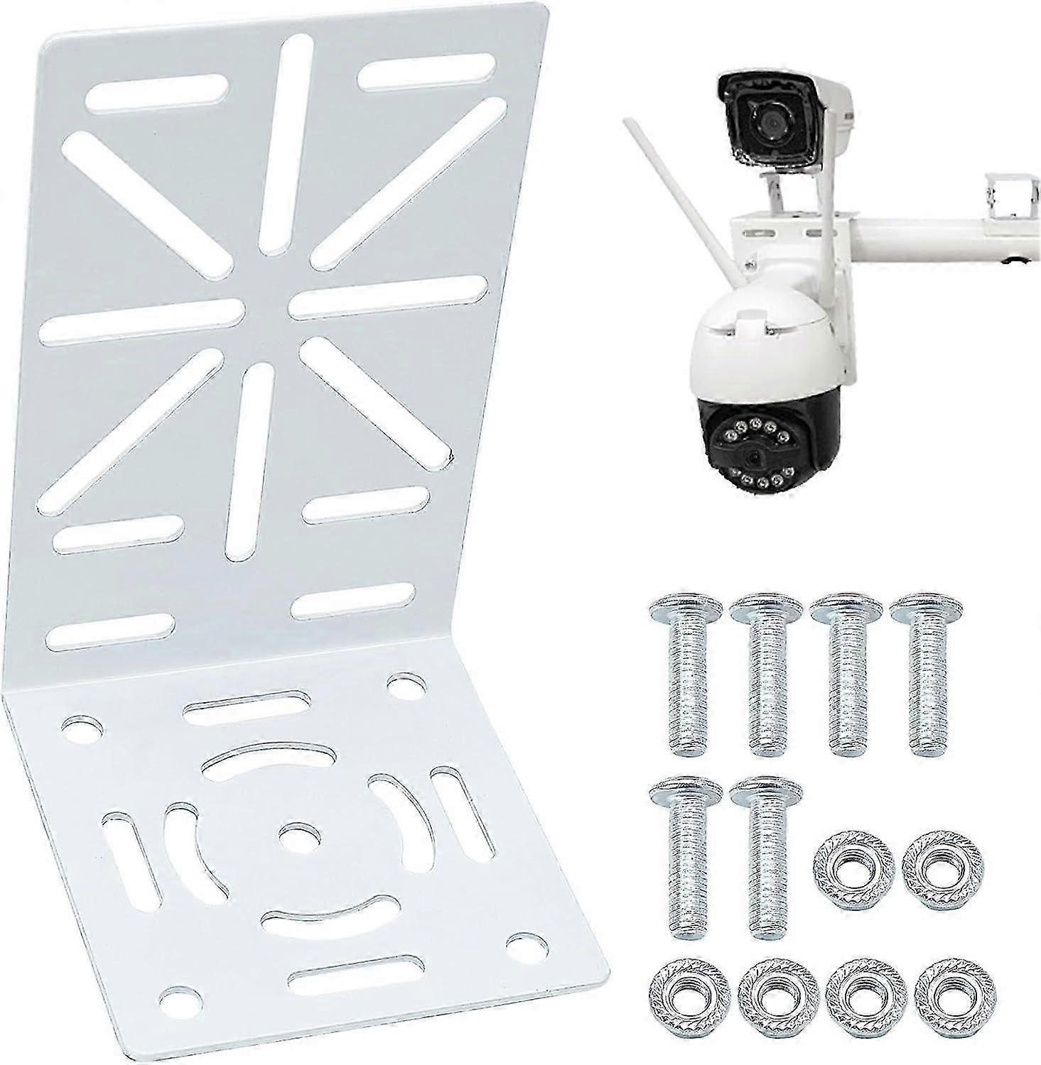 Universal L-Shape CCTV Camera Wall Mount Bracket with Multi-Hole Plate