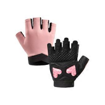 Workout Gloves with Cushioned Hand Contact, Open Fingers, and Moisture-Wicking Fabric for Gym and Support Exercises  soft pink S