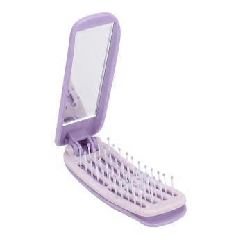 2 in 1 Foldable Mini Self Cleaning Hair Brush Portable Comfortable Folding Hair Brush with Mirror for Women Travel