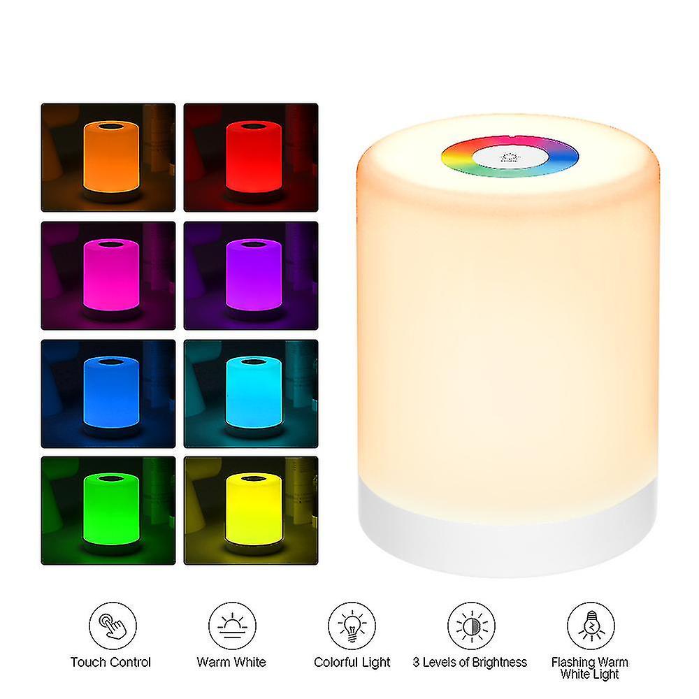 Touch Bedside Lamp For Bedrooms Rechargeable Warm White Mode