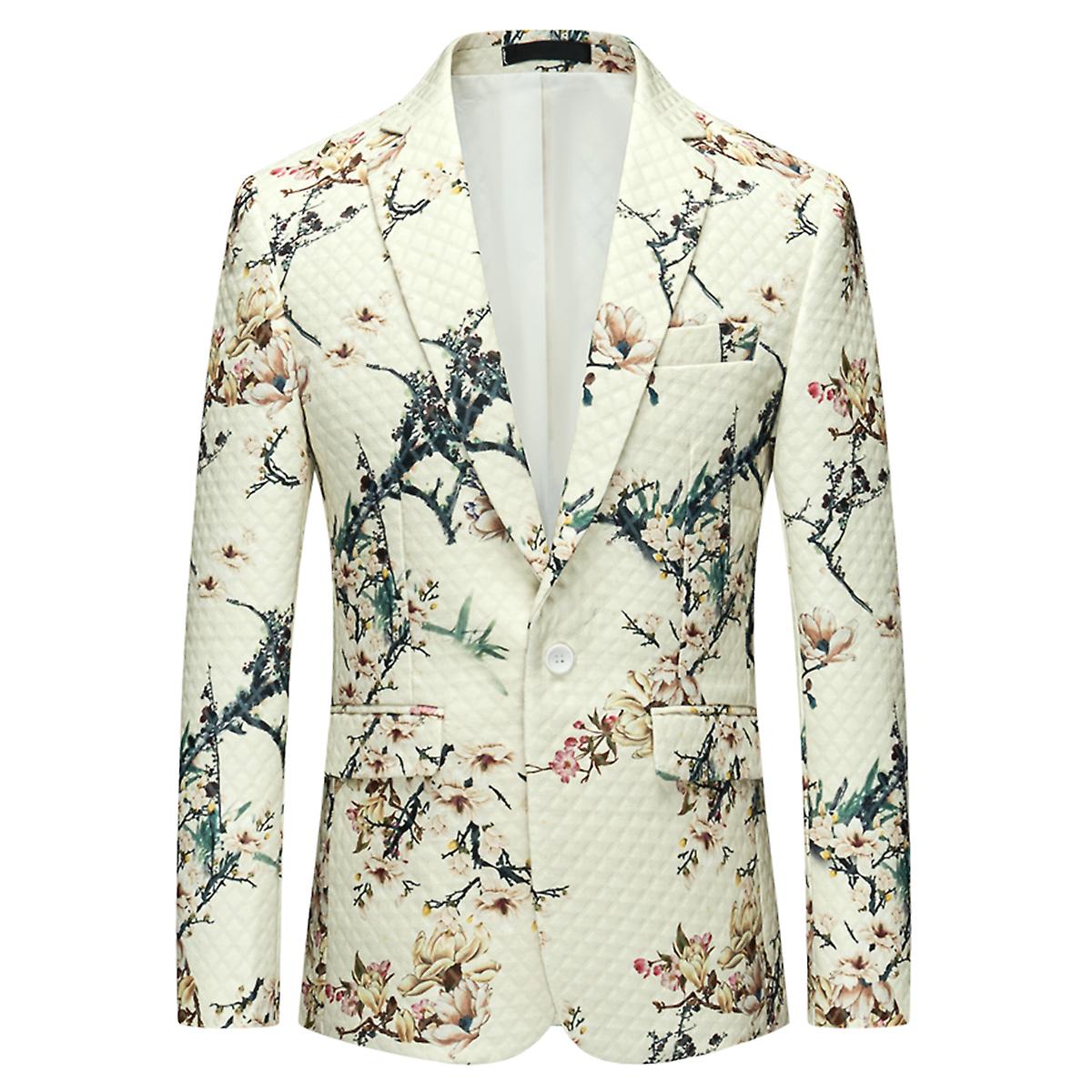Cloudstyle Men's Casual Slim Fit Flower Print Blazer