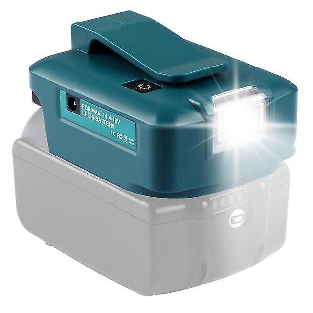 Dual Usb Charger Adapter Converter Power Source For Makita 14-18v Adp05 Battery With Led Work Light