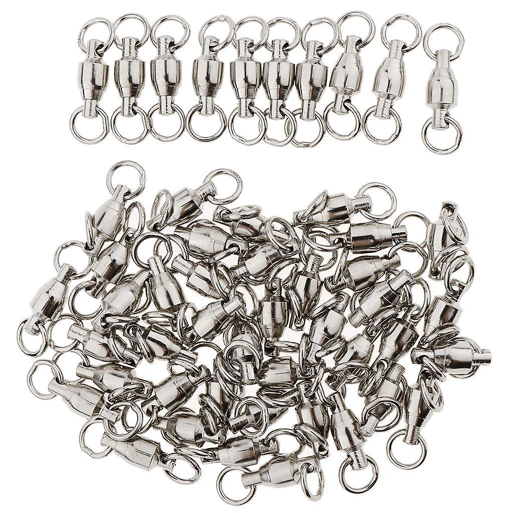 50Pcs Ball Bearing Swivels Fishing Snaps Hook Solid Ring Swivels 3