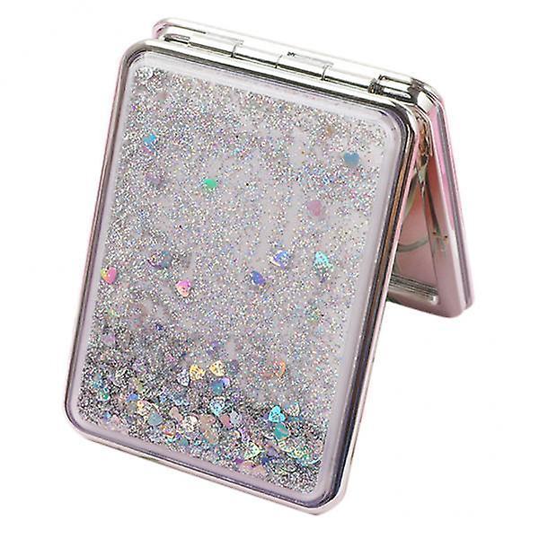 2xTravel Compact Double Sided Makeup Mirror Portable Magnifying Folding Mirror Silver-square