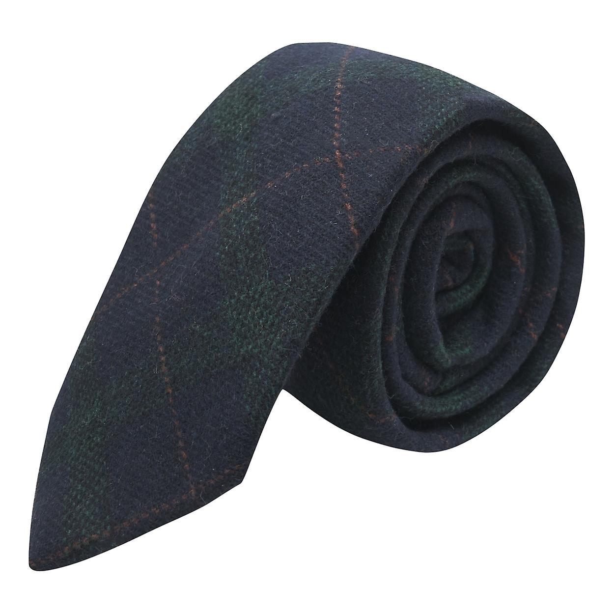 Navy Blue &amp; Dark Green Check Tie