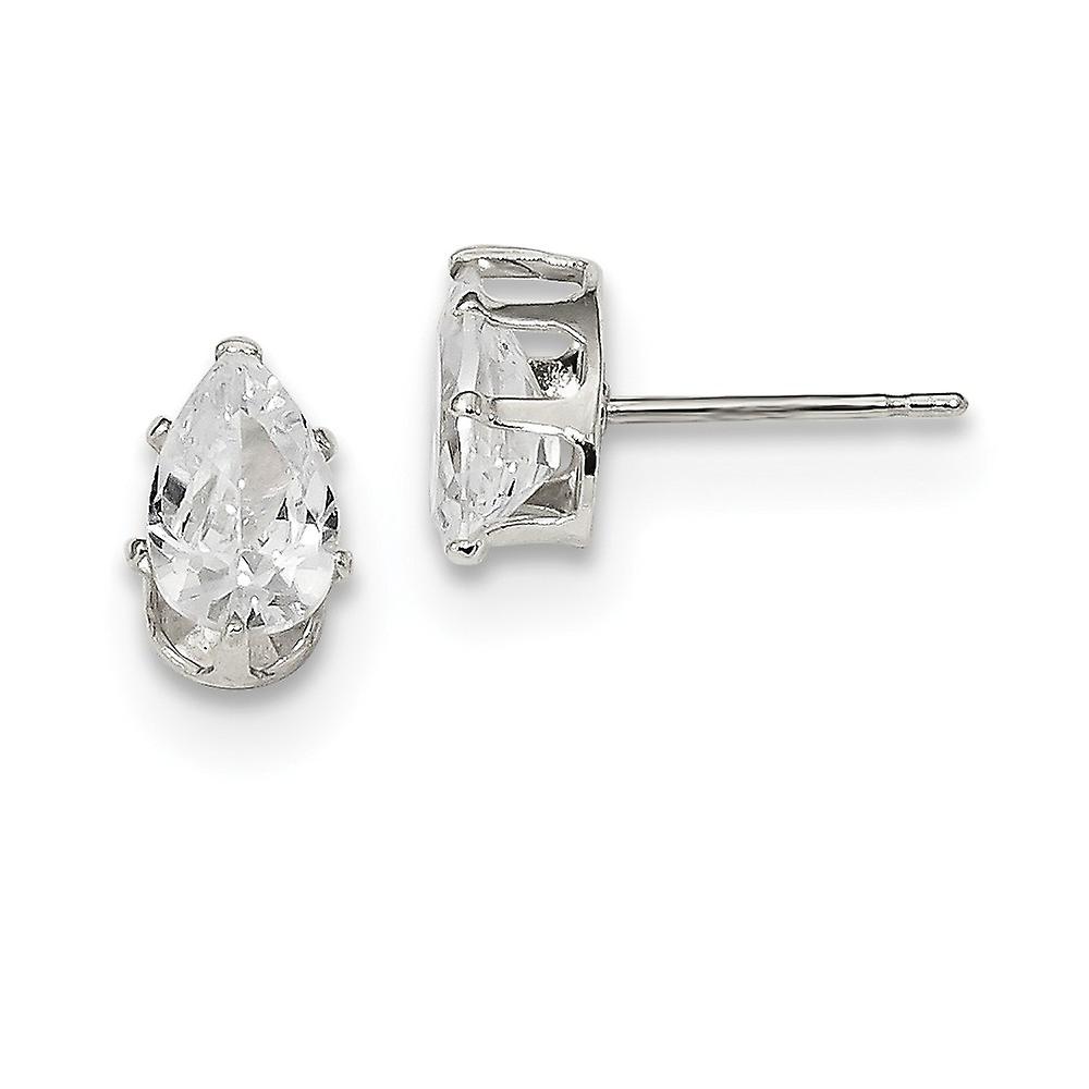 925 Sterling Silver Snap setting Post 8x5 Pear Cubic Zirconia Stud Earrings 8x5mm Wide-Stud Earring for Women