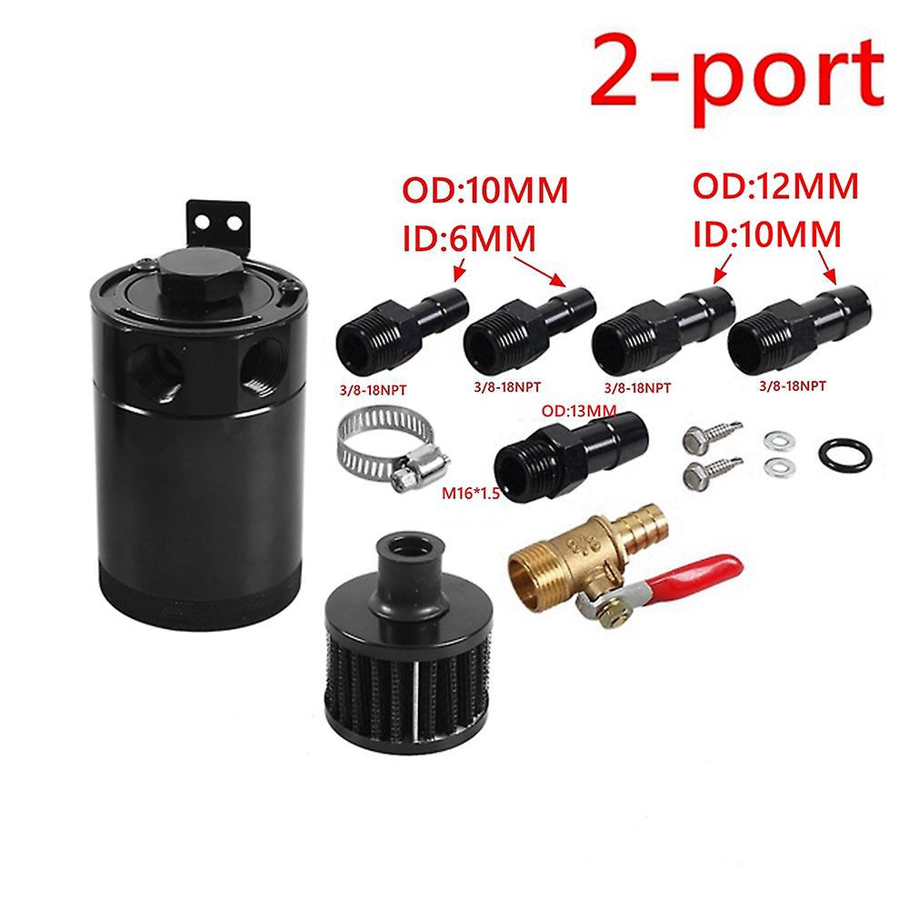 Universal Car 2-port/3-port Oil Catch Can Tank Separator With Breathing Filter And Oil Drain Valve Filter Kit Oil Separator