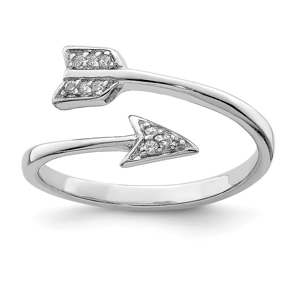 925 Sterling Silver Solid Polished Cubic Zirconia Arrow Adjustable Ring Size 7.00-Ring for Women