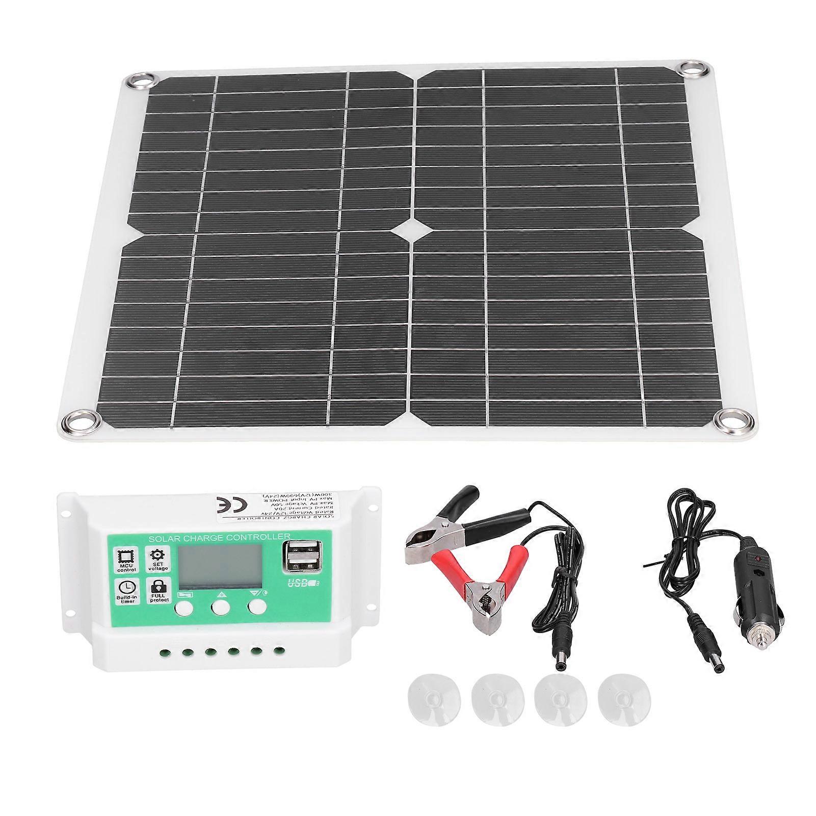Ailao Solar Charge Controller 40W 18V Flexible Monocrystalline Silicon Solar Panel with 20A Solar Charge Controller for Outdoor Home Charging Hiking C