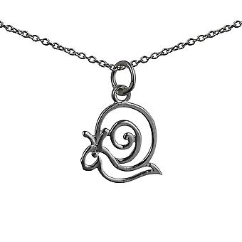 Silver 15x17mm pierced Snail Pendant with a rolo Chain 24...