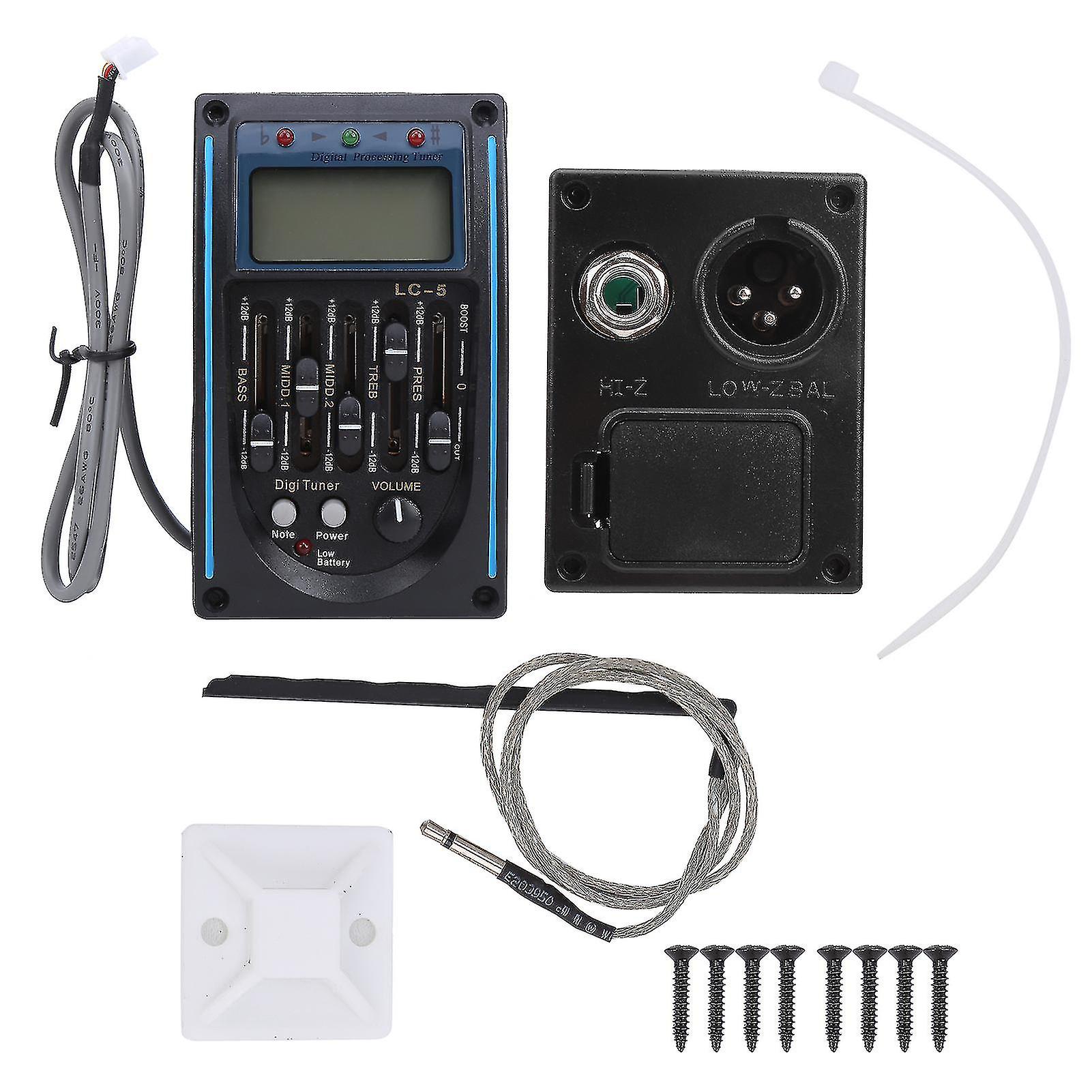 5 Band Guitar Pickup with LCD Equalizer Tuner Adjustable Musical Instrument Supplies for Accurate Sound Control