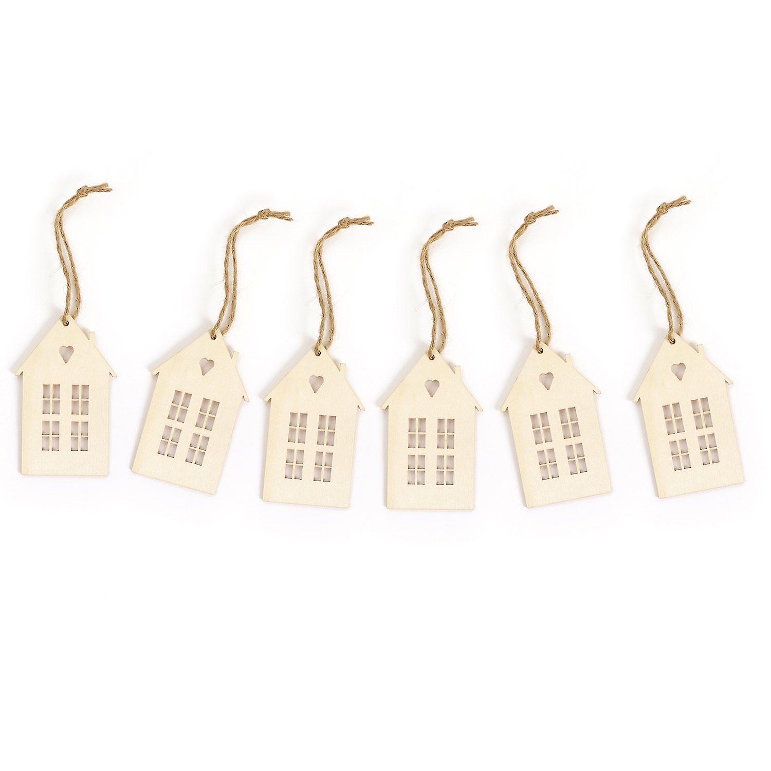 Wooden Christmas ornaments - 6 houses