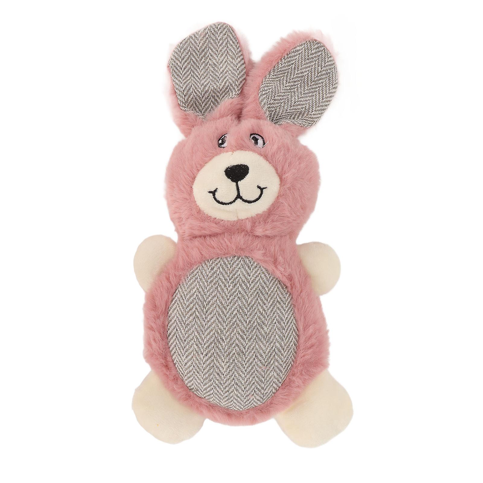 Dog Plush Toy Squeaky Soft Teeth Cleaning Interactive Cute Chew Toy for Small Medium Dogs Pink Rabbit