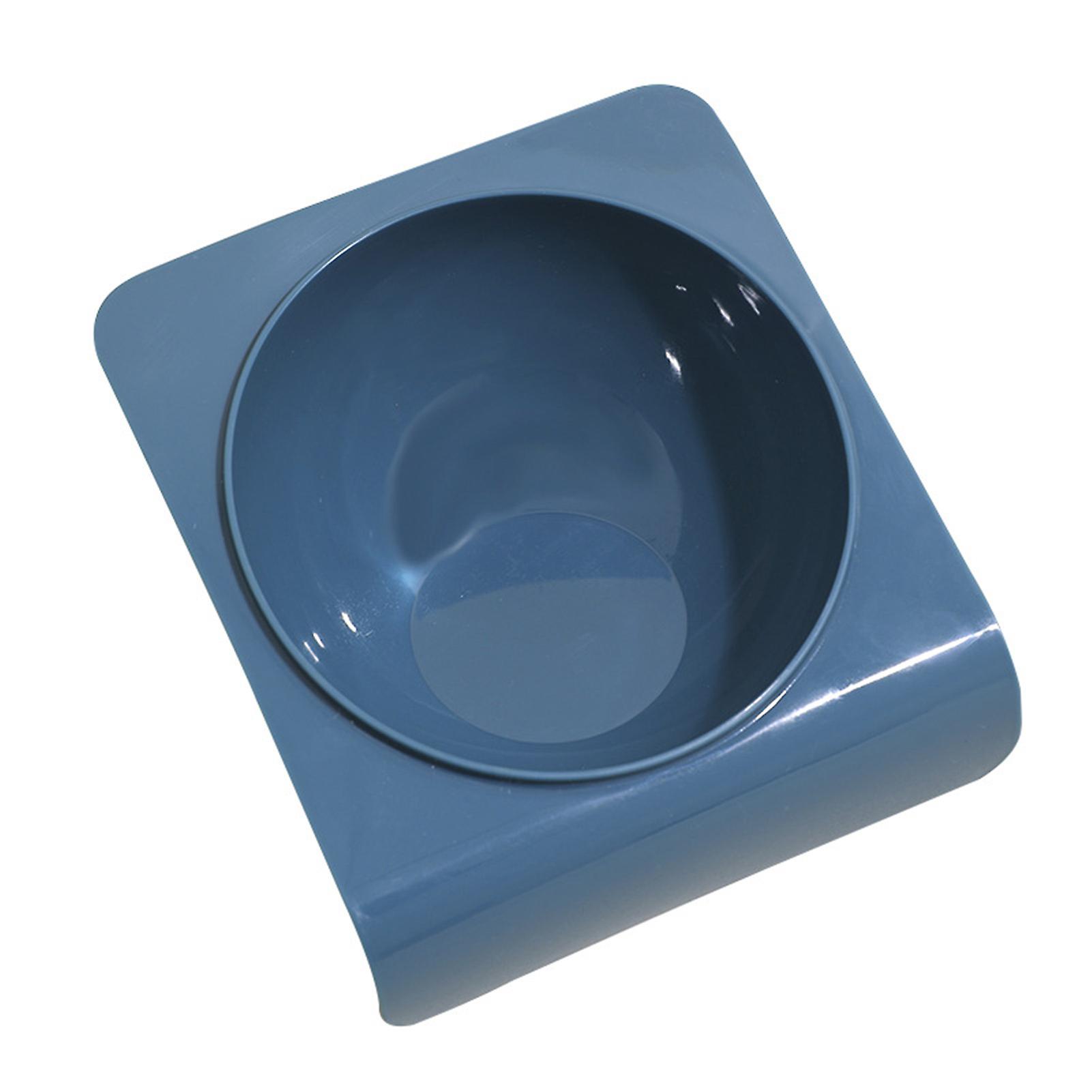 Cat Bowl Tilted Simple Style Refreshing Color Smoothly Odorless Plastic Pet Food Bowl Deep Blue