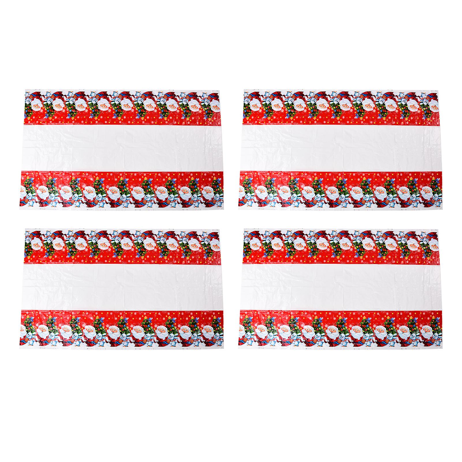 4pcs Christmas Tablecloth Waterproof Protective Practical Cleanable Plastic Kitchen Supplies for Home