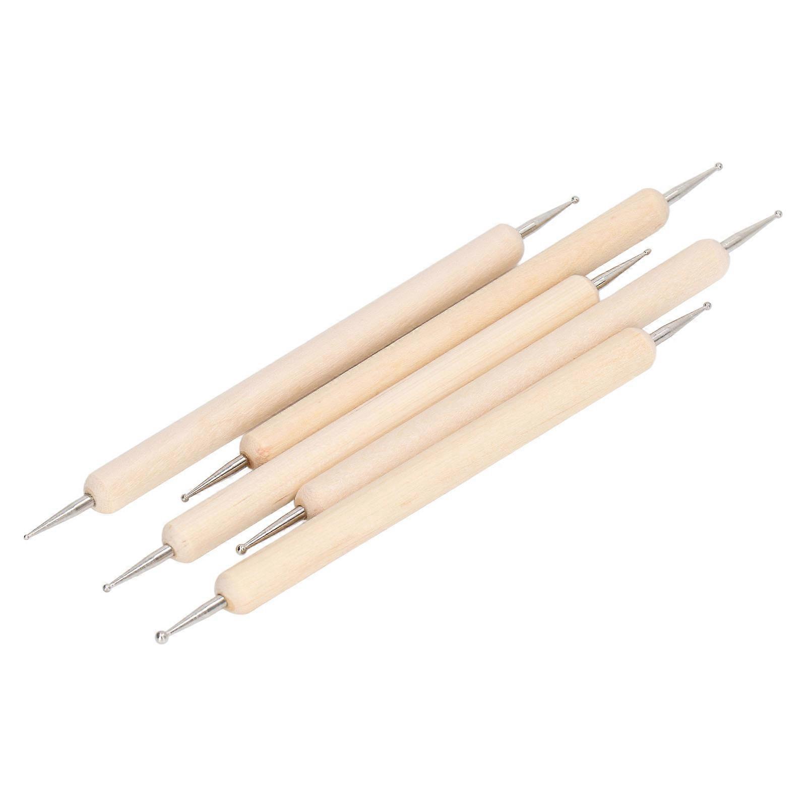 5pcs Tracing Stylus DIY Making Wooden Handle Stainless Steel Double Head Ball Tip Embossing Stylus for Art Projects