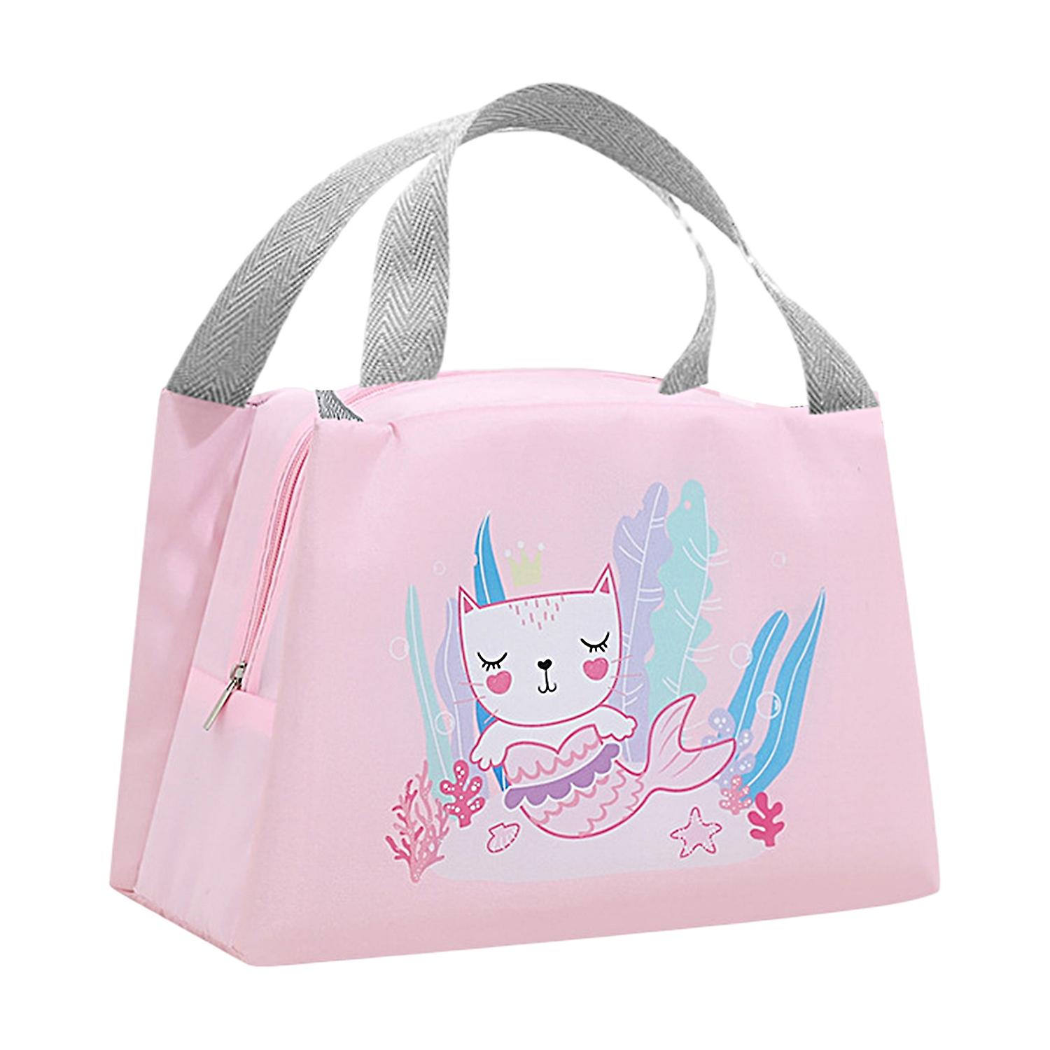 Lunch Bag High Capacity Waterproof Insulated Cartoon Pattern Smooth Zipper Keeping Warm Cold Fine