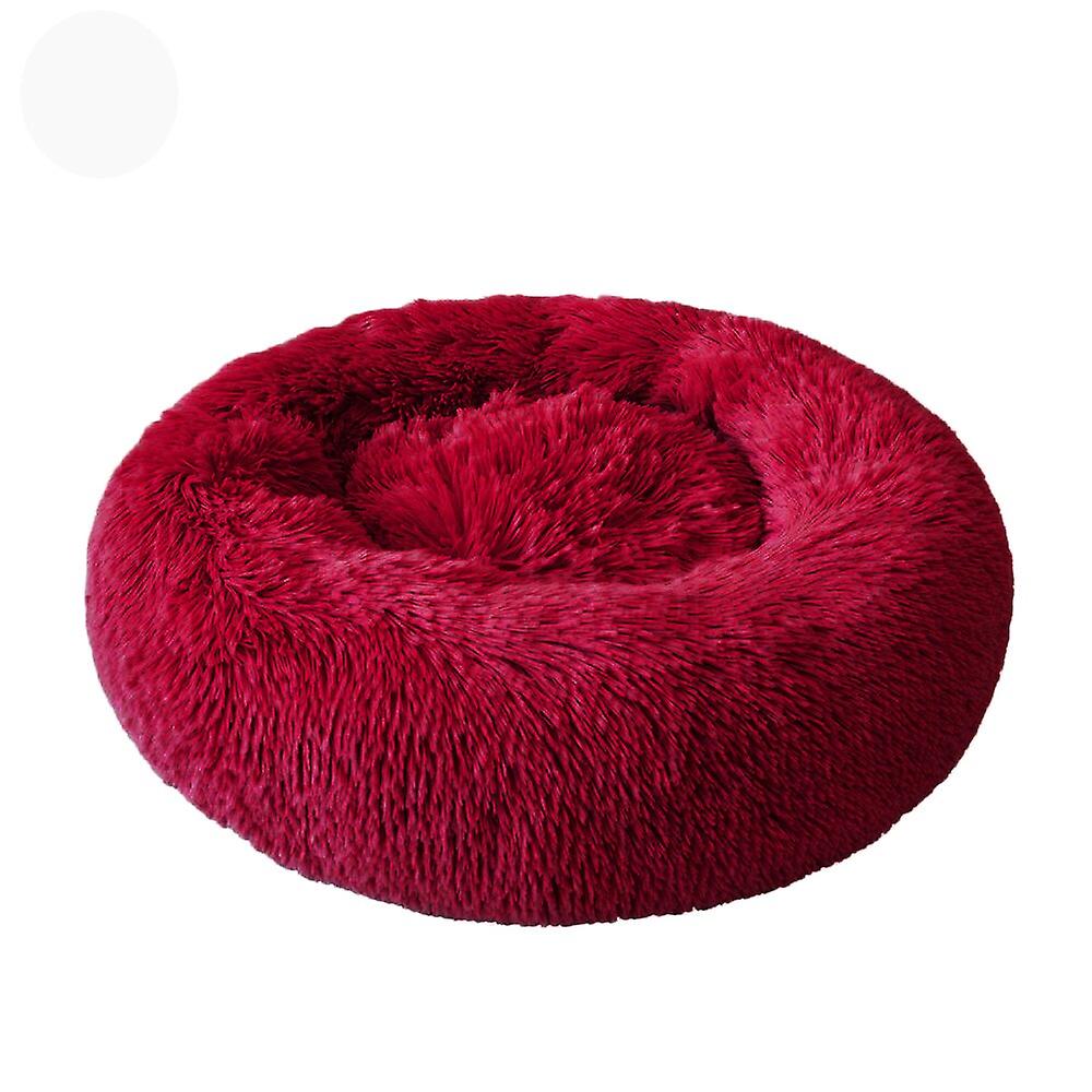 TribalSensation Pet Dog Bed Cat Washable Portable Round Breathable Lounger Sofa Bed For Cat Wine Red
